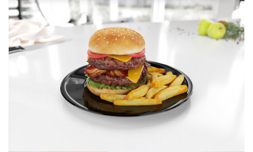 Burger with french fries 3D model