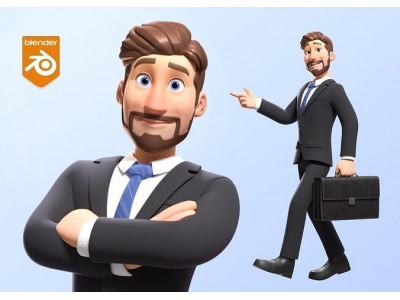 Business Man Character Rigged Low-poly 3D model