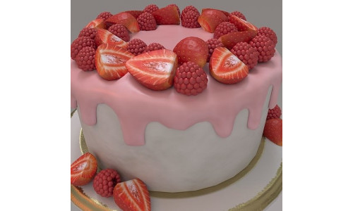 Cake with berries 3D model