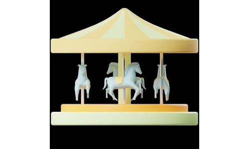 Carousel Cartoon Model  Low-poly 3D model