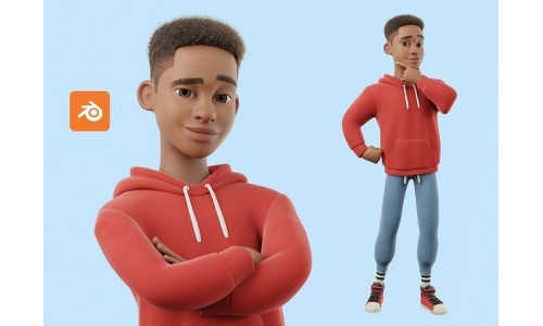 Cartoon Black Man Teen Rigged 3D model