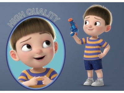 Cartoon Boy Rigged 3D model