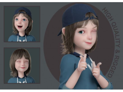 Cartoon Boy Rigged 3D model