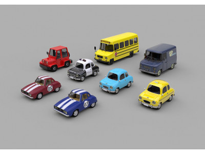 Cartoon Car Pack 3D model