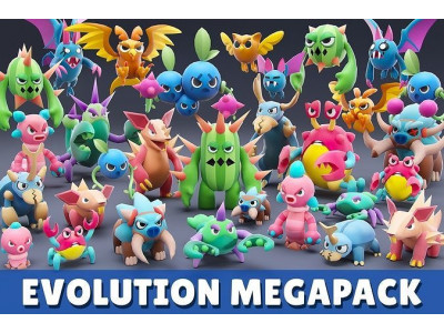 Cartoon Characters - Evolution Mega Pack Low-poly 3D model