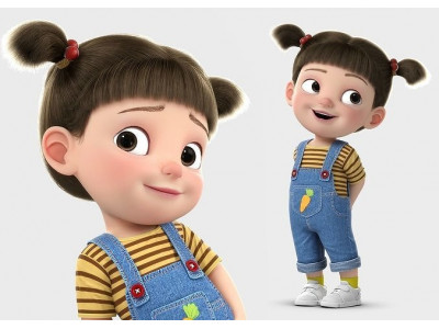 Cartoon Girl Rigged 3D model