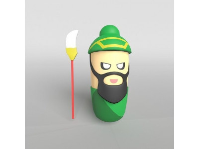 Cartoon Guan Yu v1 001 Low-poly 3D model