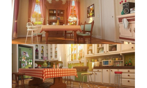 Cartoon Kitchen Dining Room 3D model