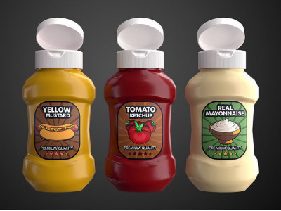 Cartoon Sauce Bottles Low-poly 3D model