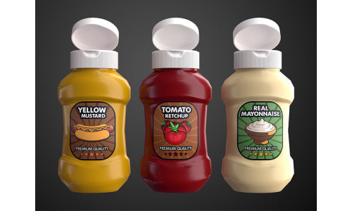 Cartoon Sauce Bottles Low-poly 3D model