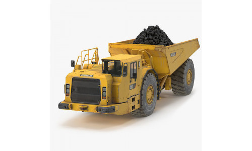 Caterpillar AD45B Mining Truck With Coal Rigged 3D model
