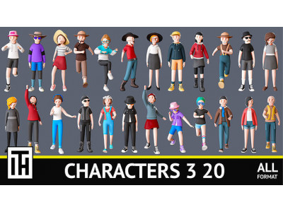 characters 3 20 skeleton Low-poly 3D model