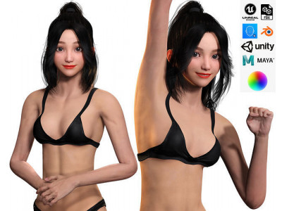 Chinese Girl Base Mesh  Low-poly 3D model