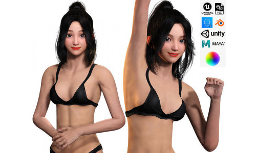 Chinese Girl Base Mesh  Low-poly 3D model