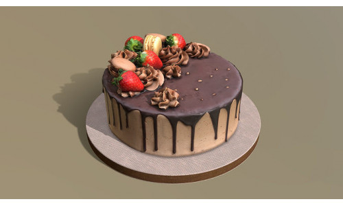 Chocolate Strawberry Drip Cake 3D model
