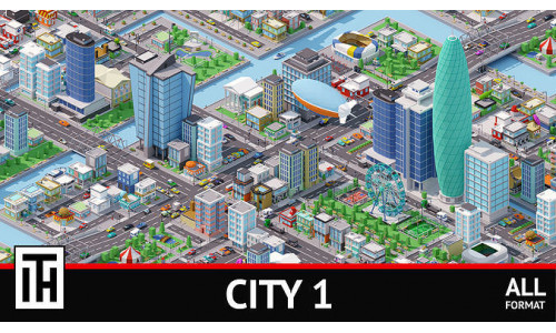 City 1 Low-poly 3D model