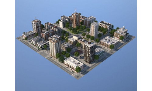 City medium size Low-poly 3D model