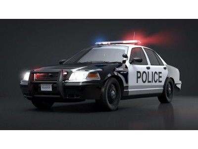 City Police Car Rigged for C4D Low-poly 3D model