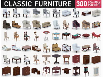 Classic Furniture Collection Low-poly 3D model