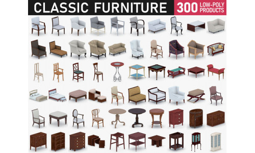 Classic Furniture Collection Low-poly 3D model