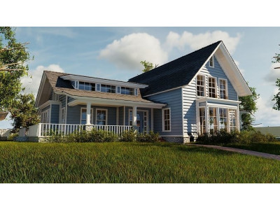 Classic style porch house without furniture Low-poly 3D model