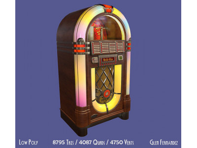 Classic Vintage Wooden Jukebox Rockola Low-poly 3D model