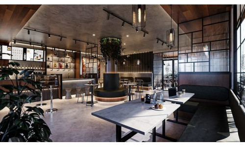 Coffee Shop 3D Industrial Style Blender - Fbx - Obj Low-poly 3D model