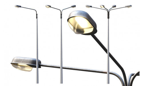 Collection Road Street Lights  Low-poly 3D model
