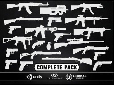 COMPLETE WEAPONS PACK - Models and Textures Low-poly 3D model