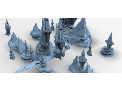 Core crystal Shard Bridge Buildings Full Kitbash 3D model