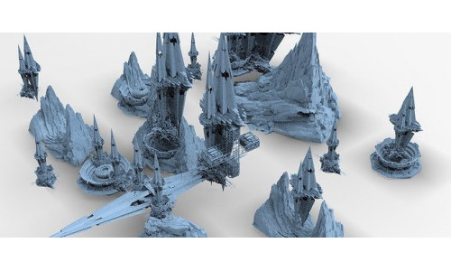 Core crystal Shard Bridge Buildings Full Kitbash 3D model