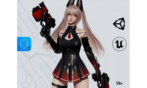 Cosmo Bunny Girl - Game-ready Low-poly 3D model