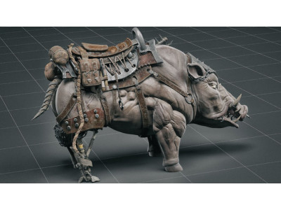 Cybernetic boar Low-poly 3D model