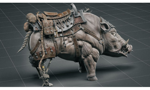 Cybernetic boar Low-poly 3D model