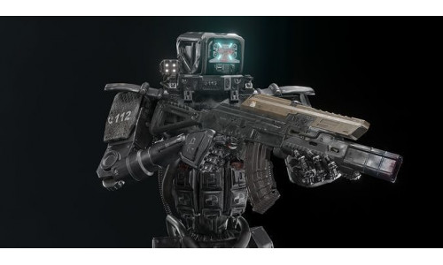 Cyborg Police Robot Low-poly 3D model