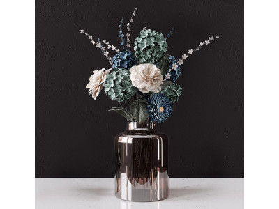 Decor bouquet of flowers in a glass vase  3D model
