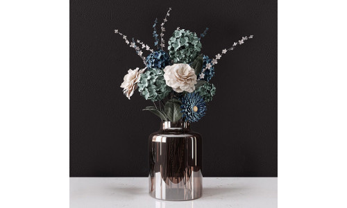 Decor bouquet of flowers in a glass vase  3D model