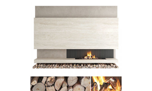 Decorative wall with fireplace set 24 3D model