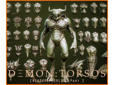 DEMON TORSOS 43 meshes with blendshapes 3D model