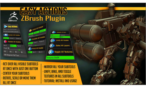 Easy Actions ZBrush Plugin 3D model