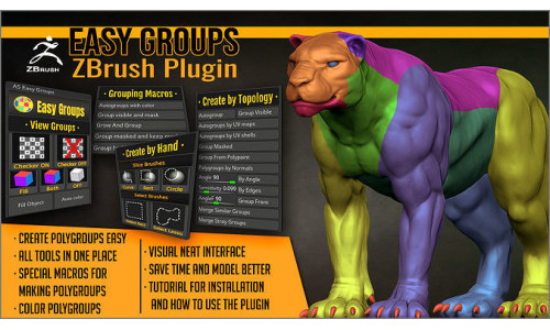 Easy Groups ZBrush Plugin 3D model