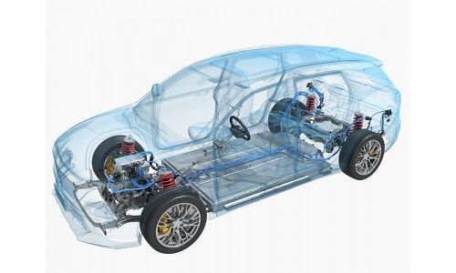 Electric SUV chassis X-ray 3D model