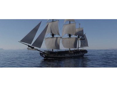 Endeavour sailing frigate  Low-poly 3D model