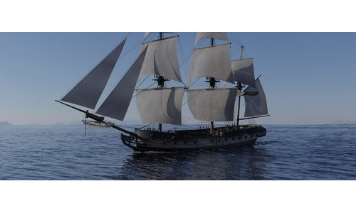 Endeavour sailing frigate  Low-poly 3D model