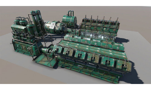 Engine room devices Low-poly 3D model