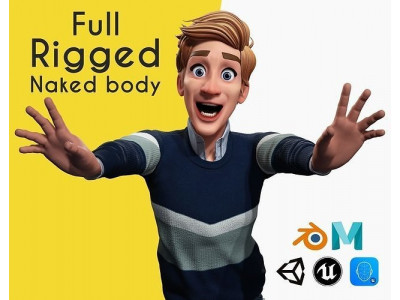 Father Cartoon Man Rigged 3D model RealTime Male 3D toon Low-poly 3D model