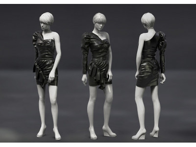 Female garment asymetric noop leather 3D 3D model