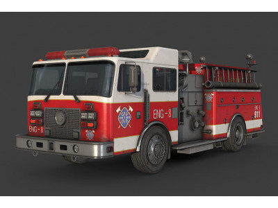 Fire Truck Low-poly 3D model