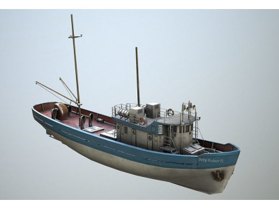 fishing boat Low-poly 3D model