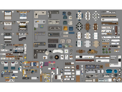 FLOOR PLAN 2d furniture top view PSD 3D model render realistic  3D model